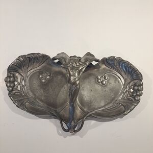 Antiq Art Nouveau Pewter Double-Serving Dish. By WMF
